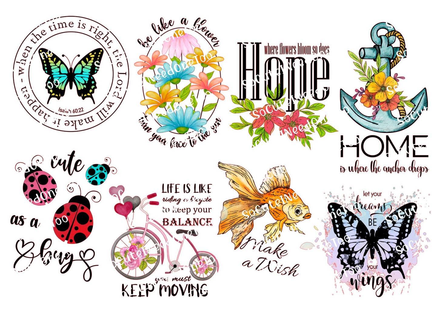 Positive Quotes Waterslide Decals – Motivational Designs for Tumblers