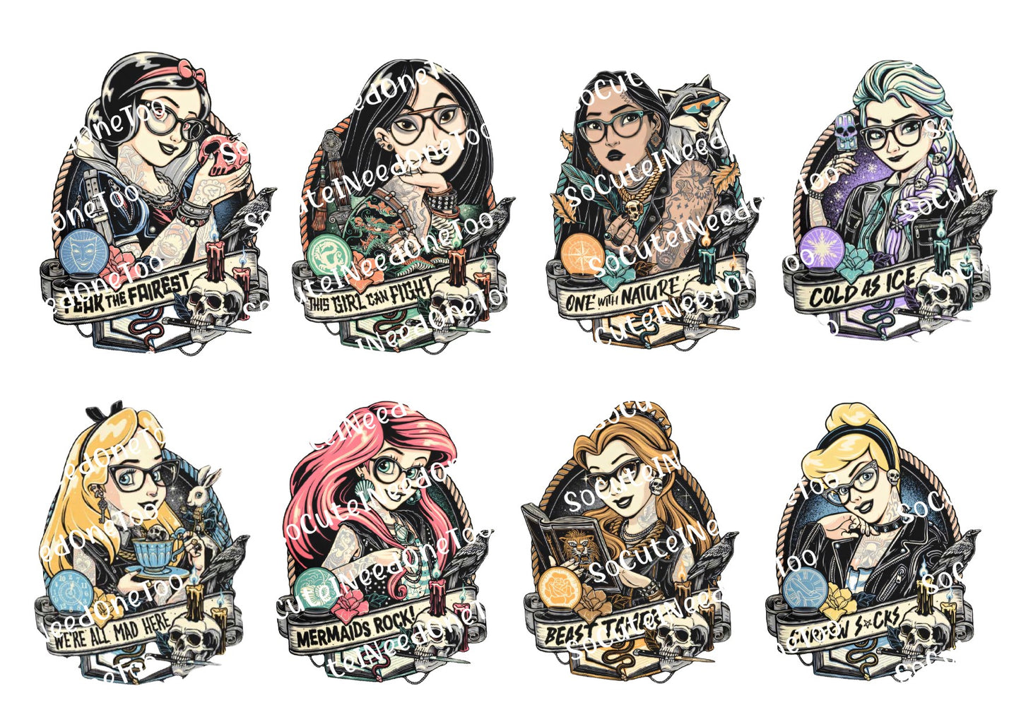 Princess Emblems Waterslide Decals - Clear or White Background