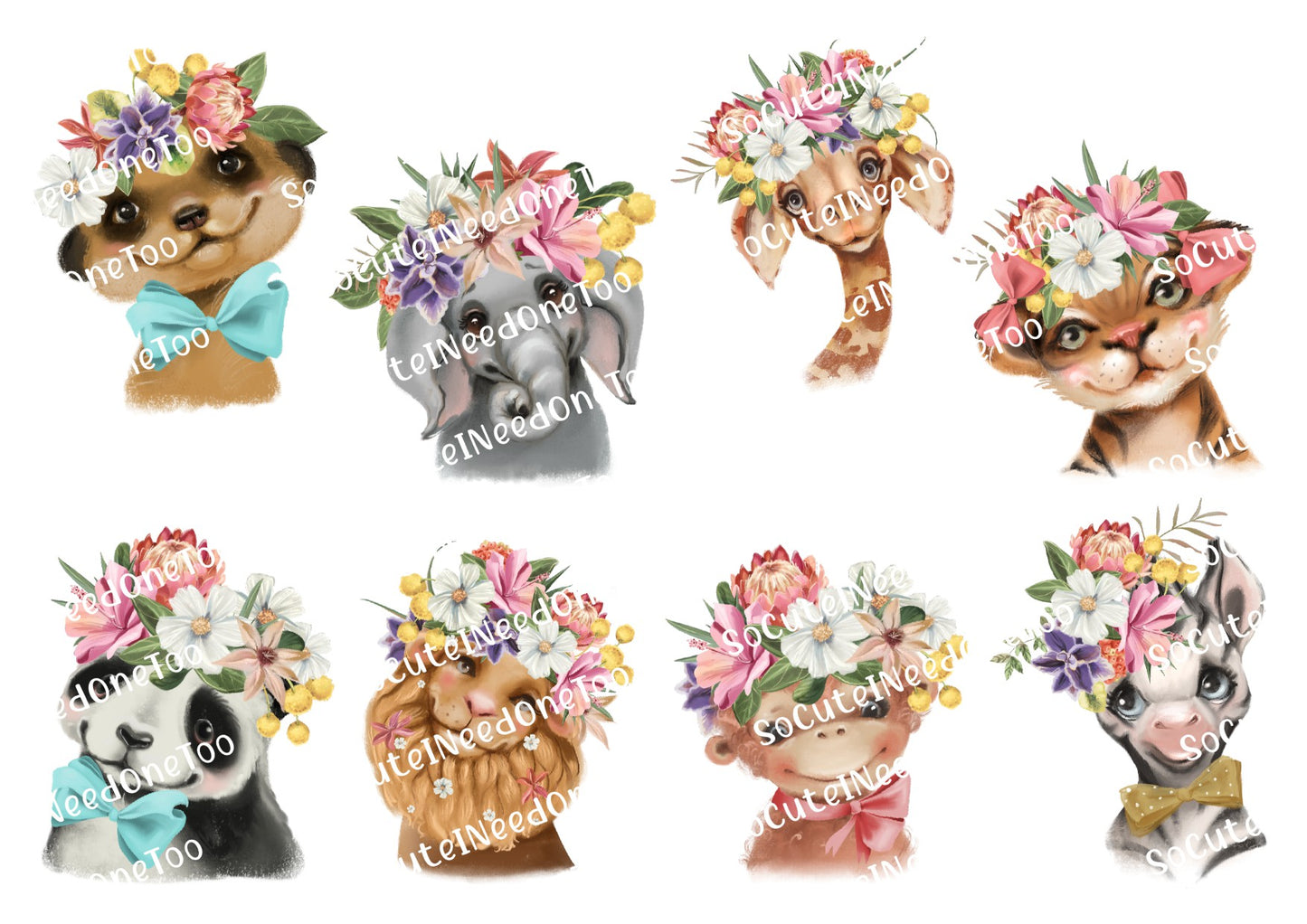 Safari Animals Waterslide Decals - Lions, Elephants & Sloths