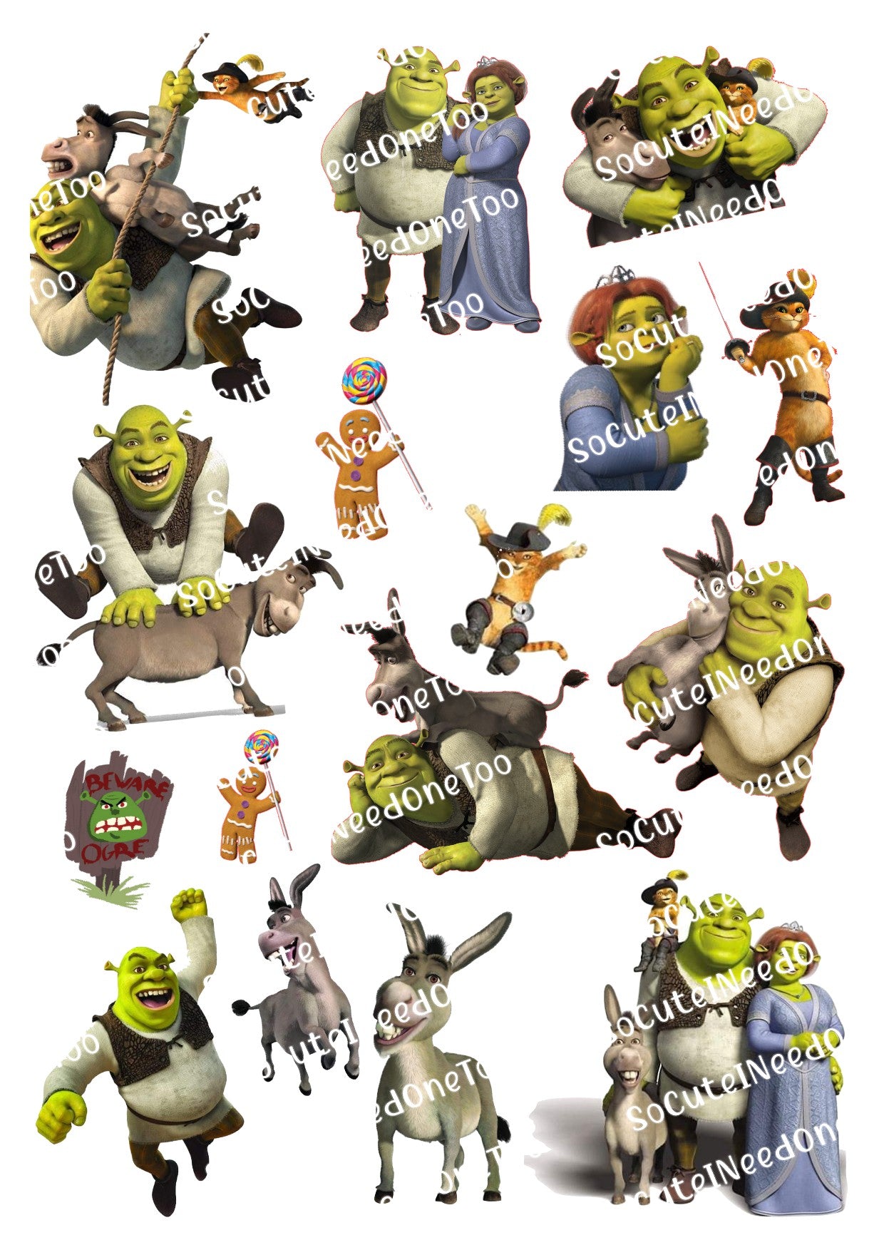 Shrek Waterslide Decals - Shrek & Friends Designs for Tumblers