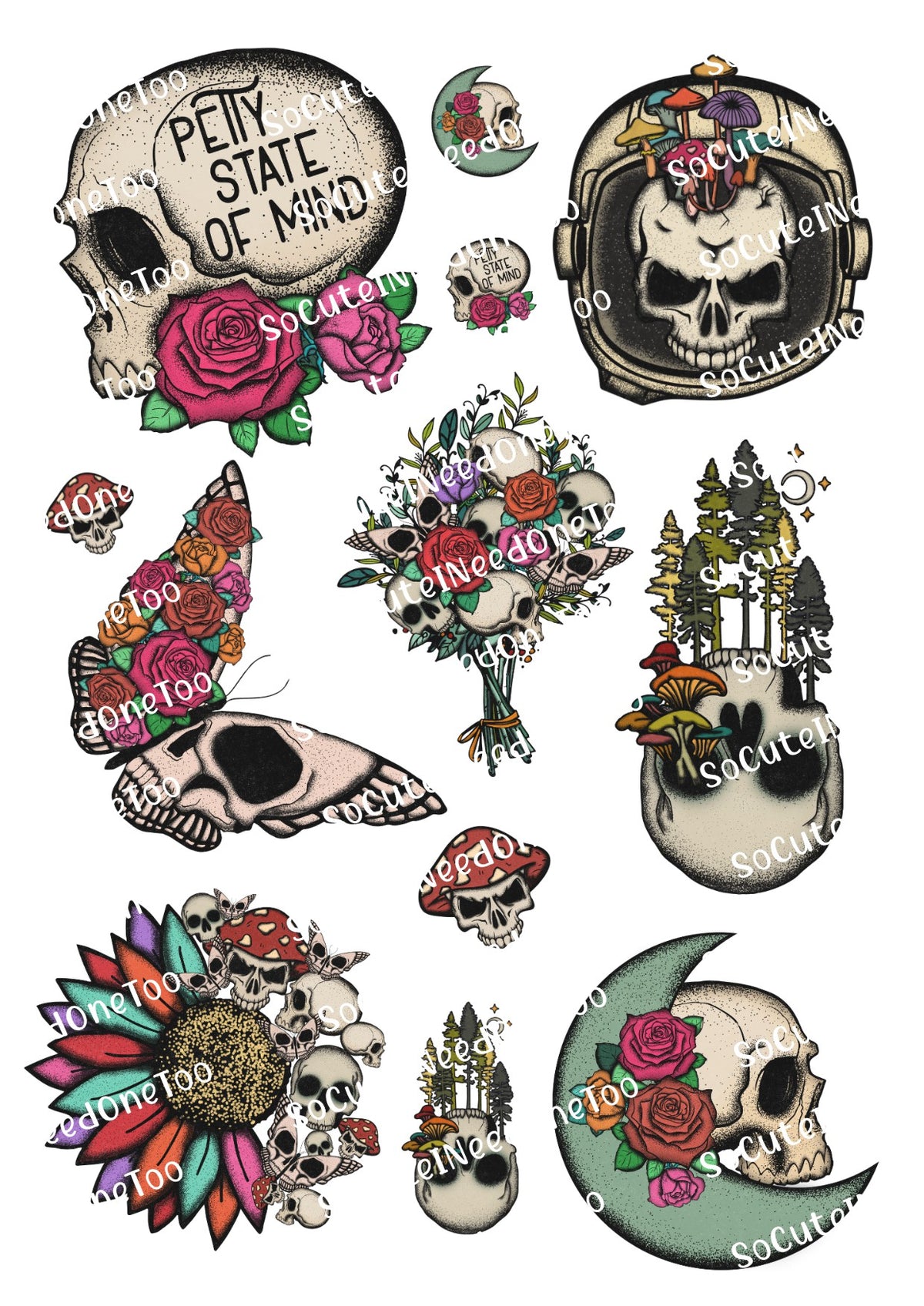 Skull Waterslide Decals – Bold Edgy Skull Designs for Tumblers