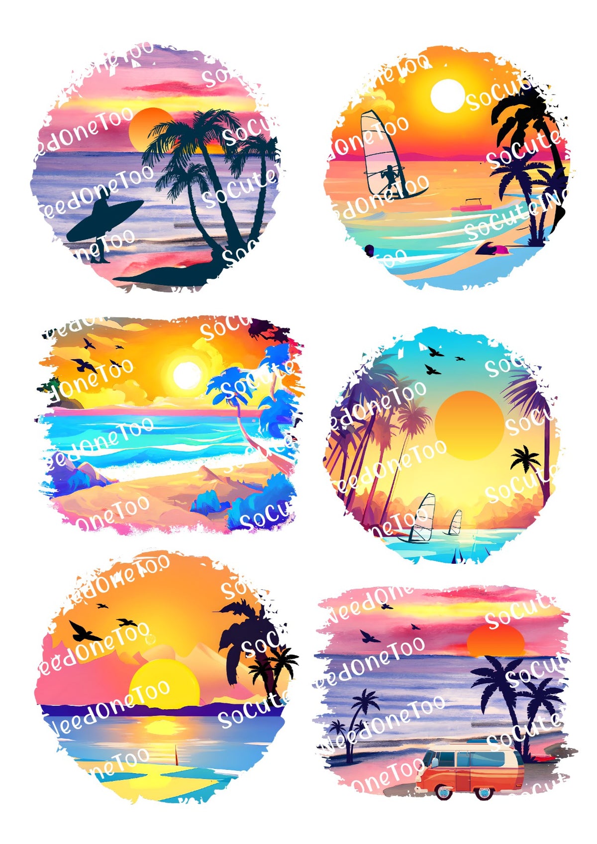 Summer Sunsets waterslide decal sheet – beautiful sunset designs for tumblers (photo 2 of 2)