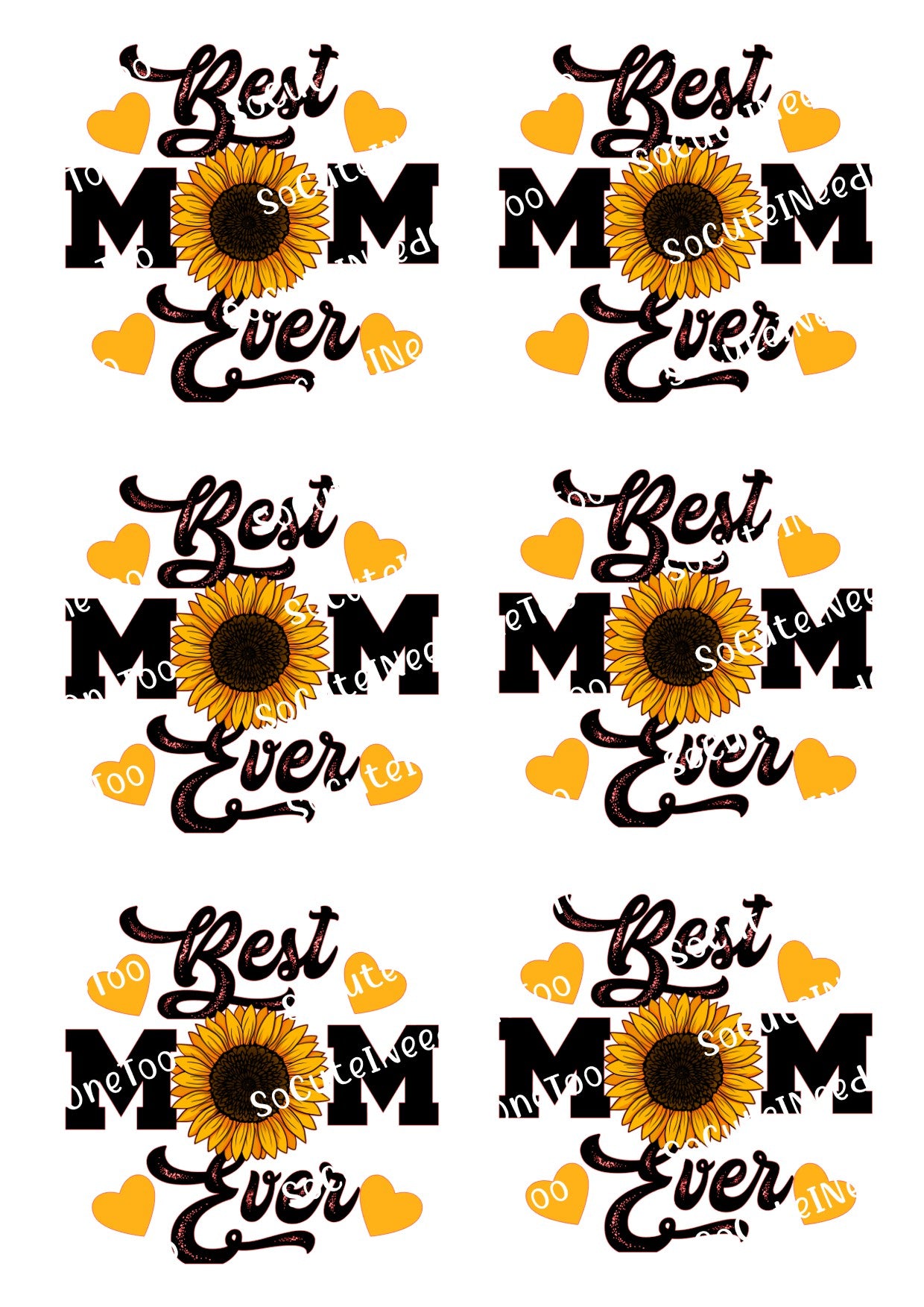 Sunflower Best Mom Ever Waterslide Decals – Mother's Day Designs for Tumblers