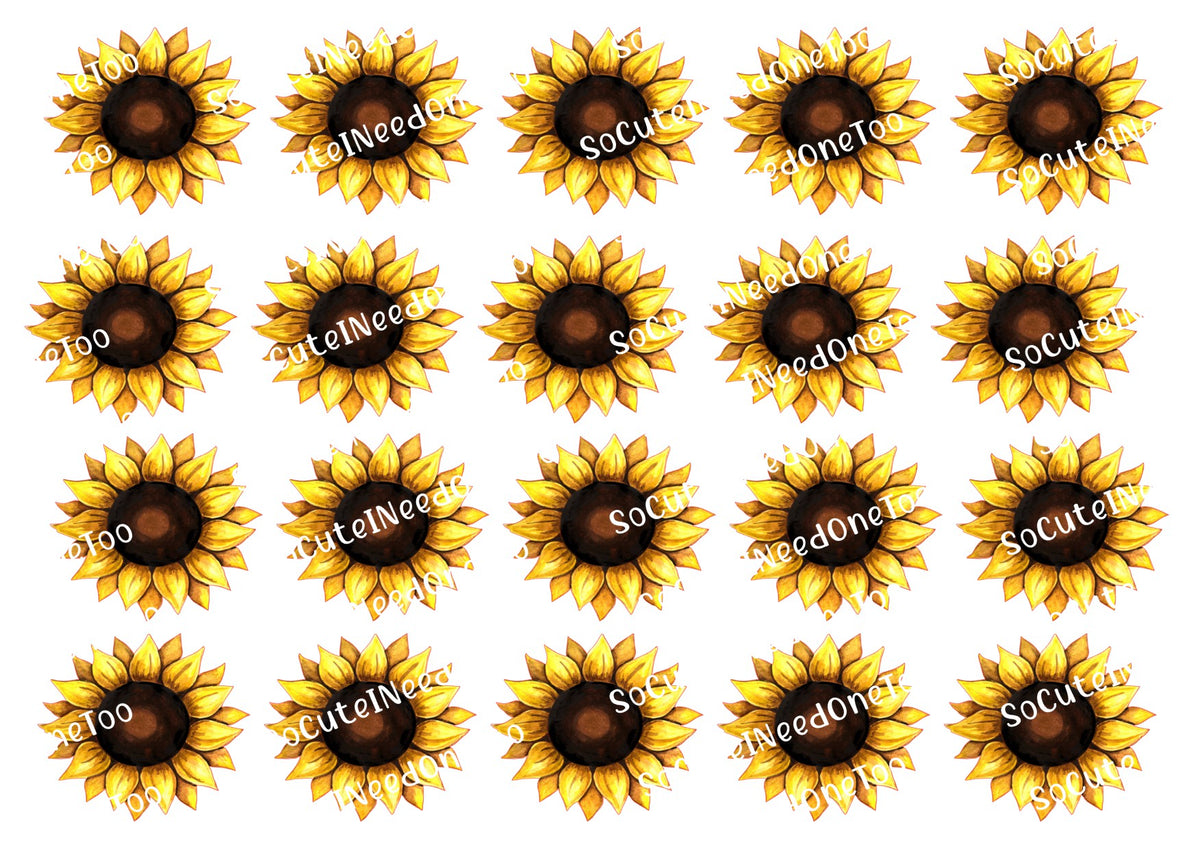 Sunflowers Full Sheet waterslide decal sheet – 3.5 & 2 inch floral designs for tumblers (photo 2 of 2)