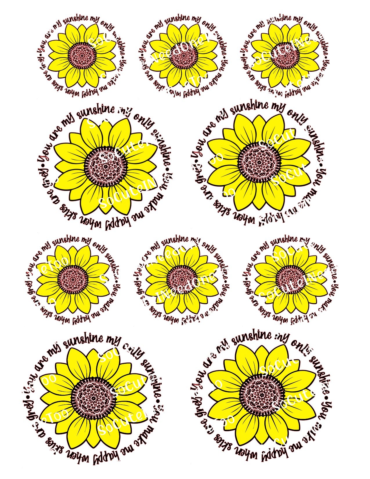 Sunflower You Are My Sunshine #2 Waterslide Decals – Uplifting Designs for Tumblers