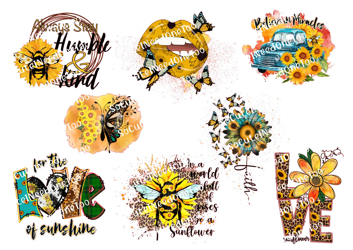 Sunflower For the Love of Sunshine waterslide decal sheet – faith & floral designs for tumblers