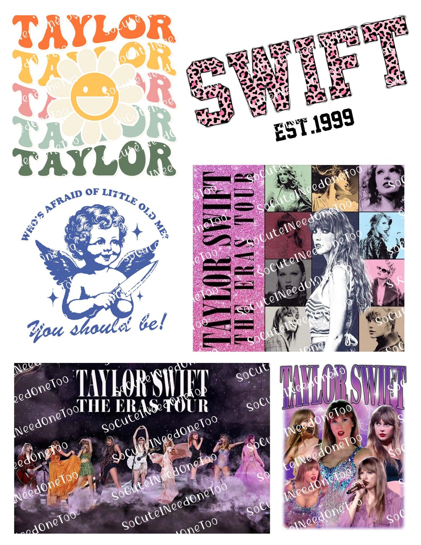 Taylor Swift Waterslide Decals – Full Sheet Swiftie Designs for Tumblers