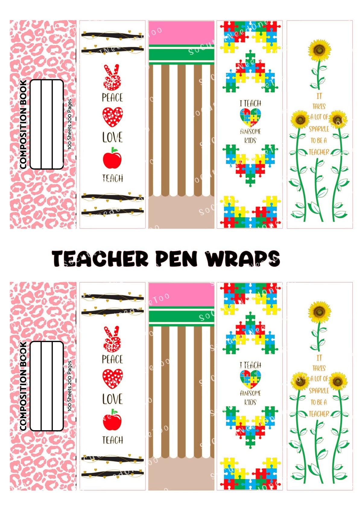 Teacher waterslide pen wrap designs – classroom designs for pens