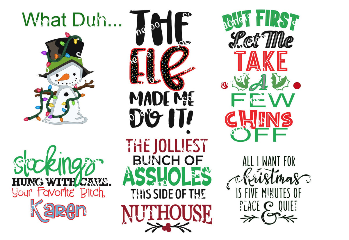 The Elf Made Me Do It waterslide decal sheet – funny Christmas designs for tumblers