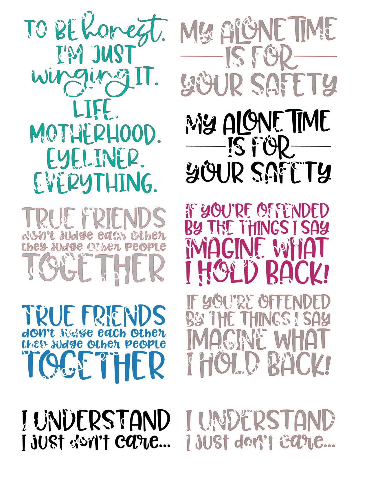 To be honest funny sayings waterslide decals for tumblers