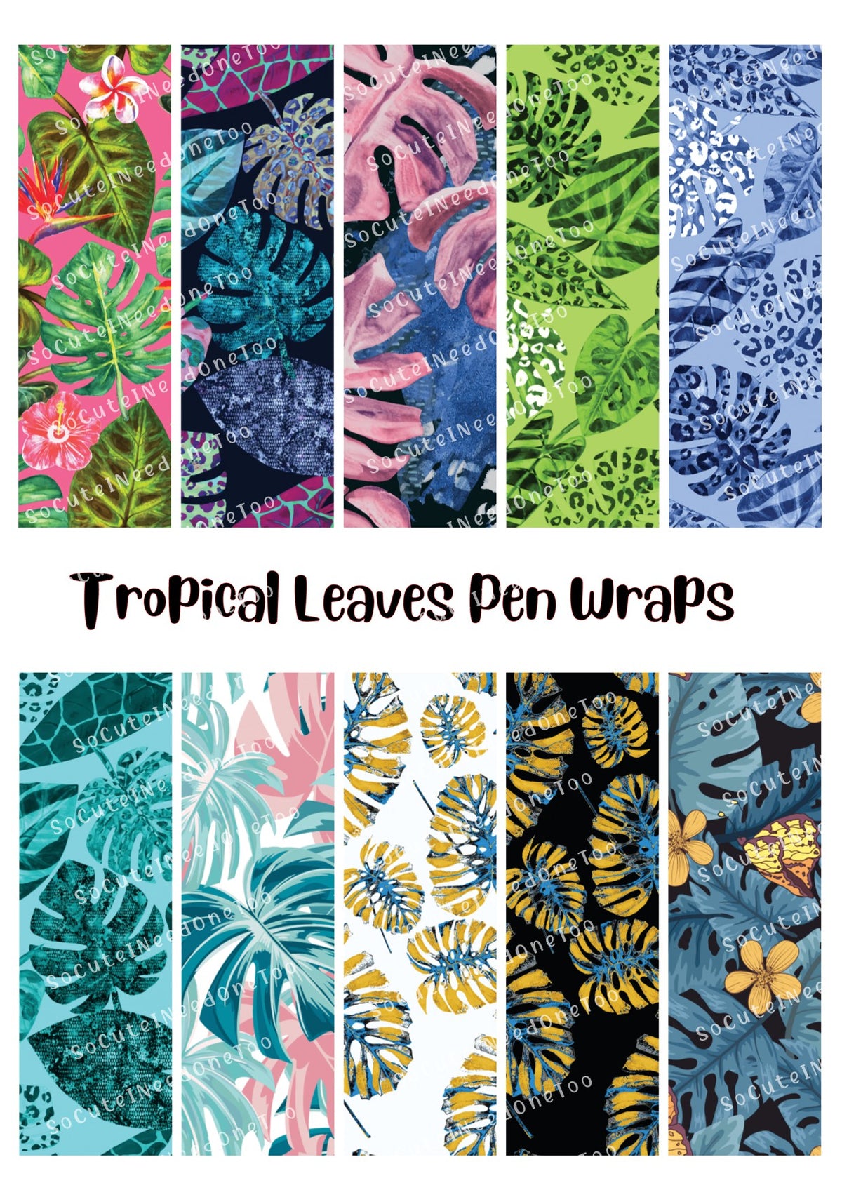 Envoltorios para bolígrafos con diseño de hojas tropicales