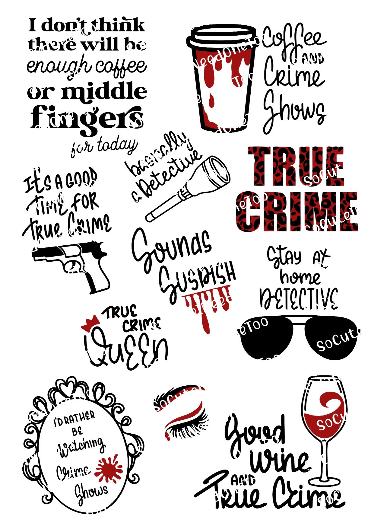 True crime sounds suspish fan waterslide decals for tumblers