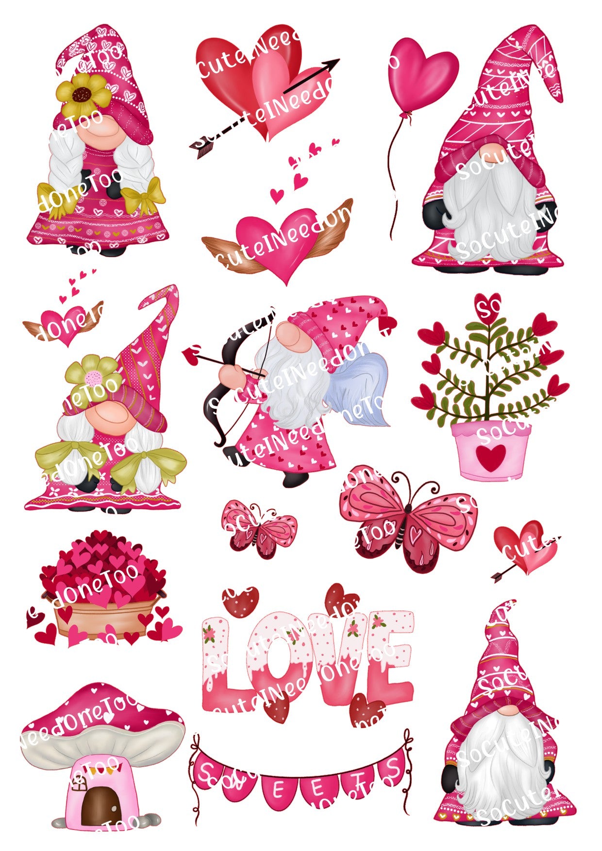 Valentine Gnomes Waterslide Decals - SoCuteINeedOneToo