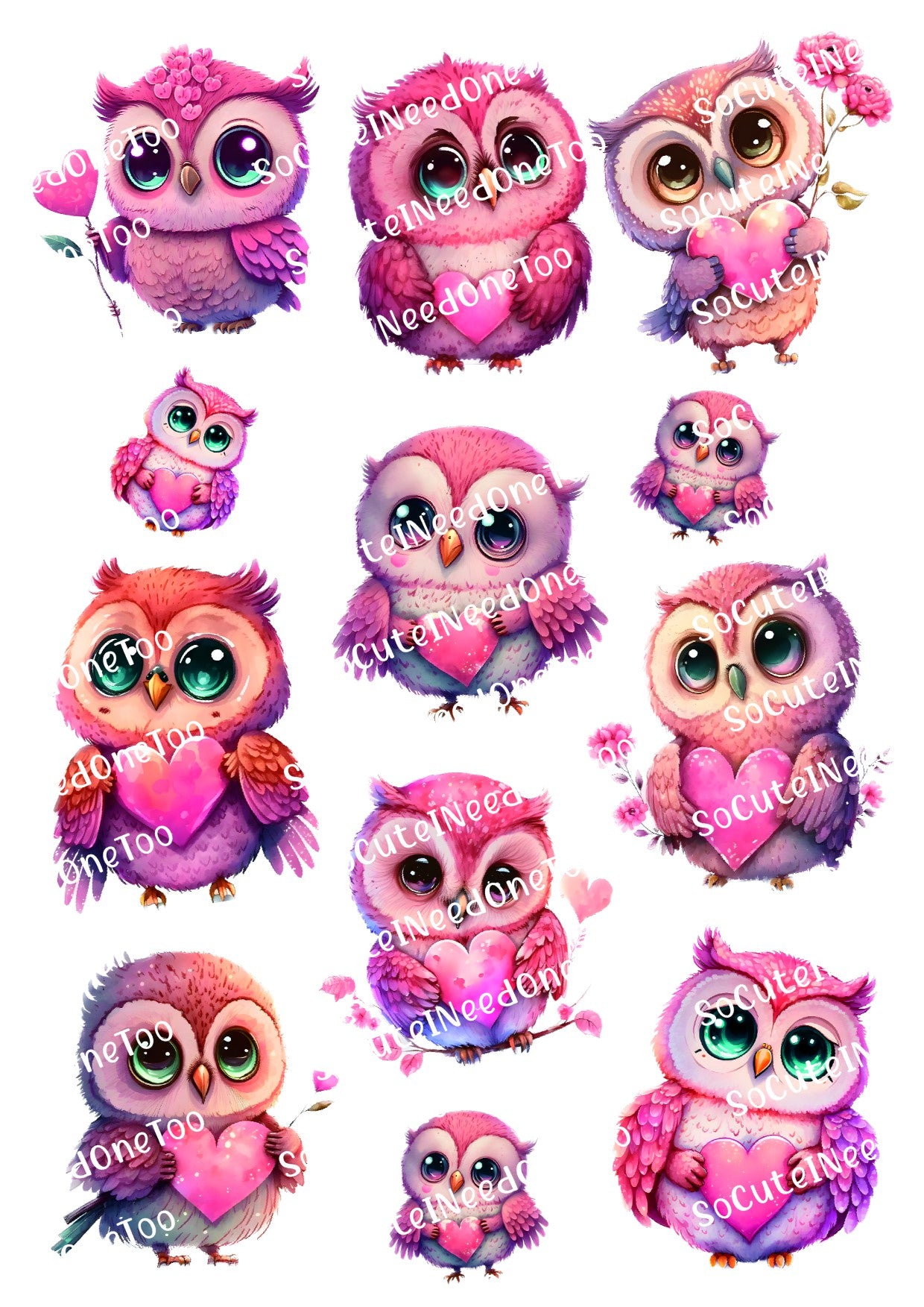 Valentine's Day Owls Waterslide Decals - SoCuteINeedOneToo