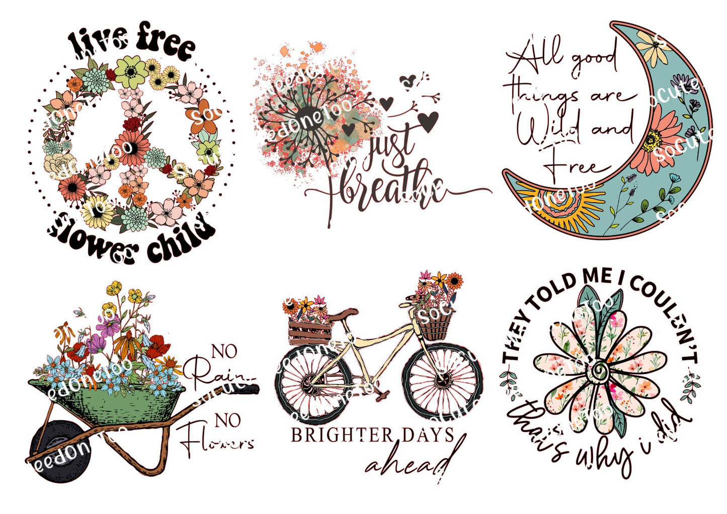 Vintage Wildflowers #1 Waterslide Decals – Timeless Floral Designs for Tumblers