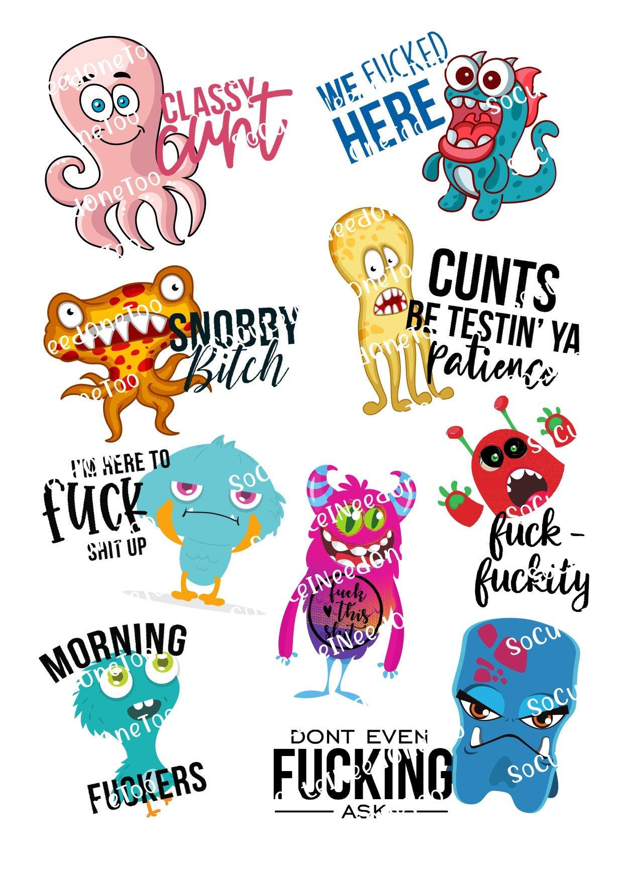 Adult Cartoons Waterslide Decals - SoCuteINeedOneToo