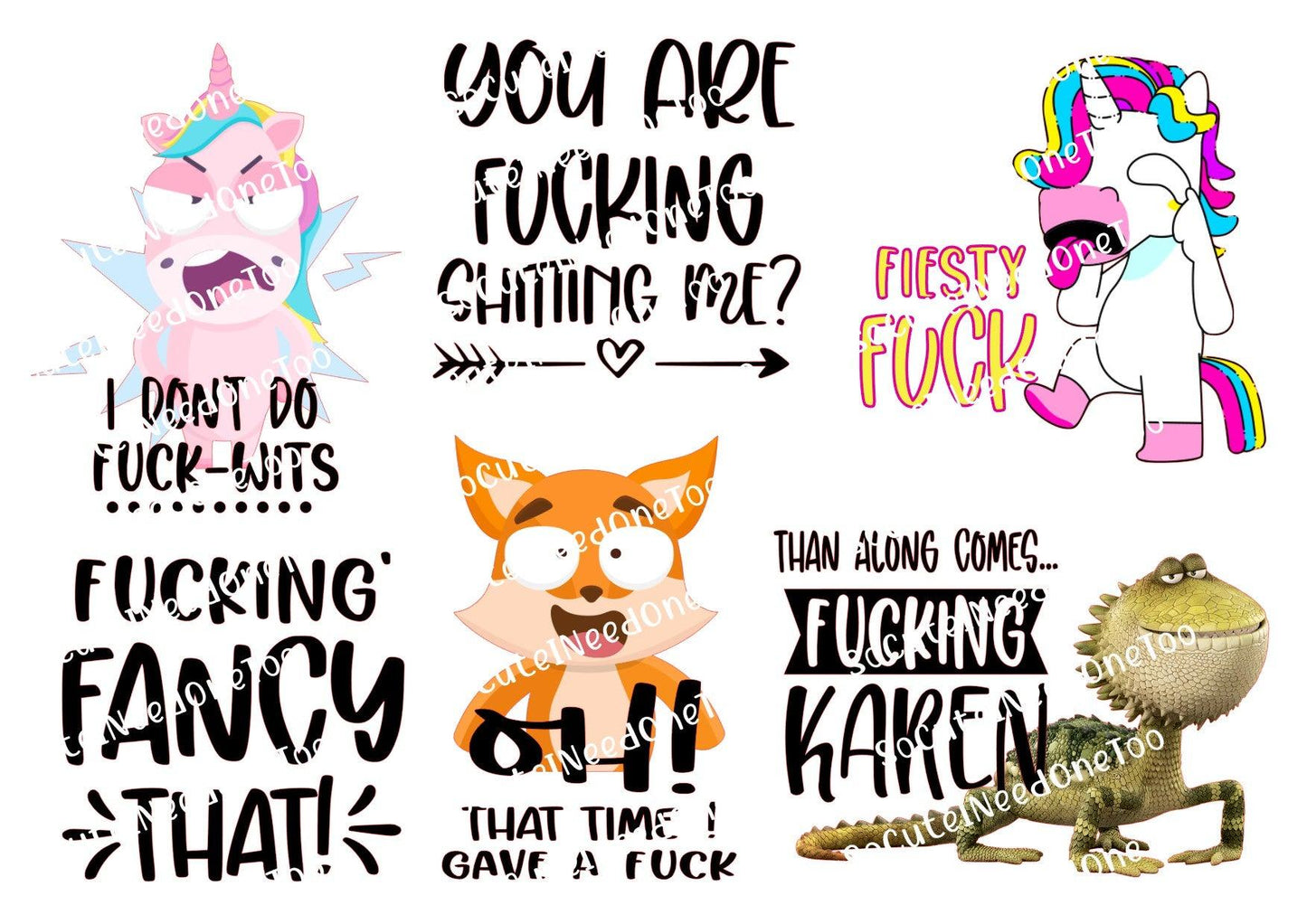 Adult Humor #8 Waterslide Decals - SoCuteINeedOneToo