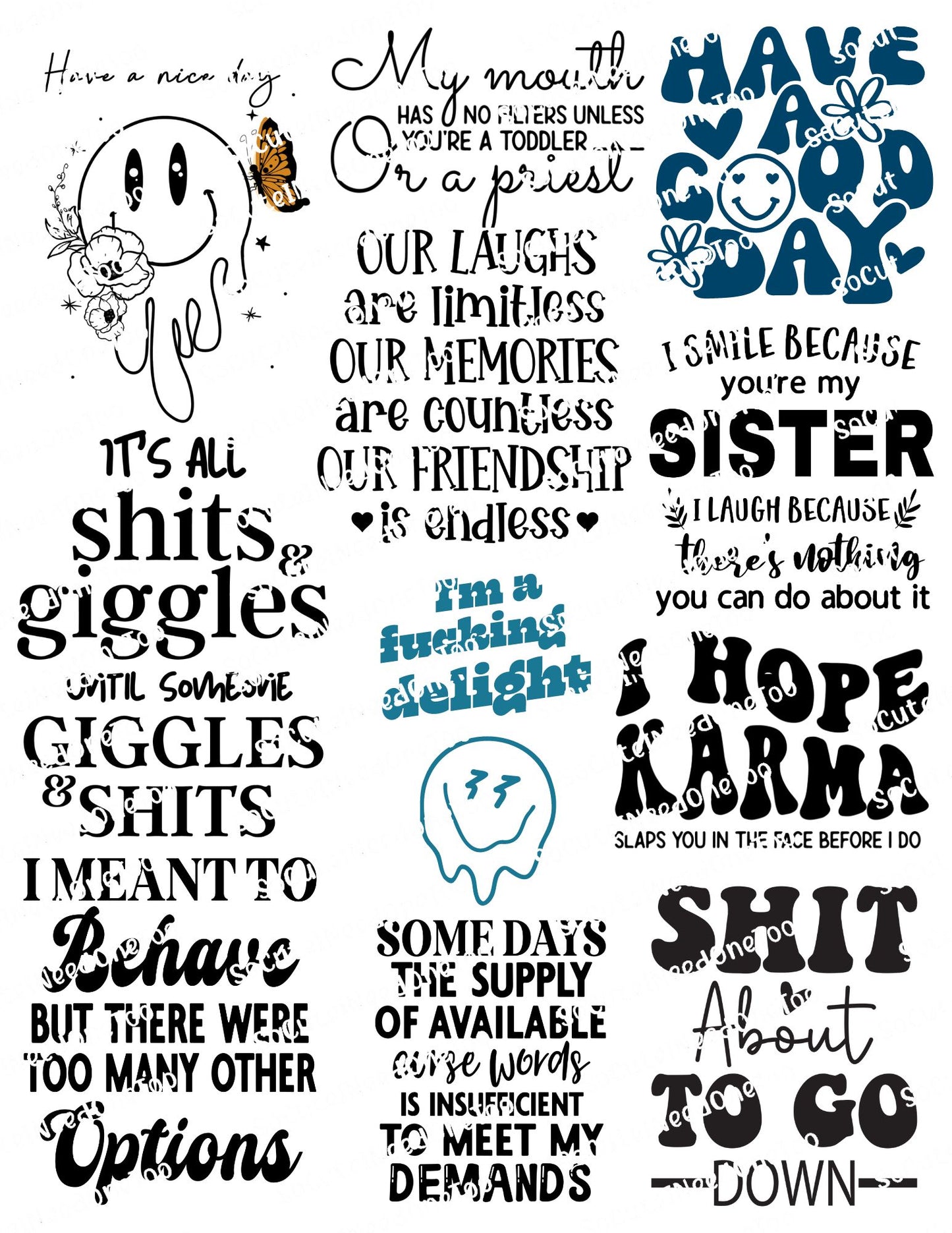 Adult Sayings #13 Waterslide Decals - SoCuteINeedOneToo