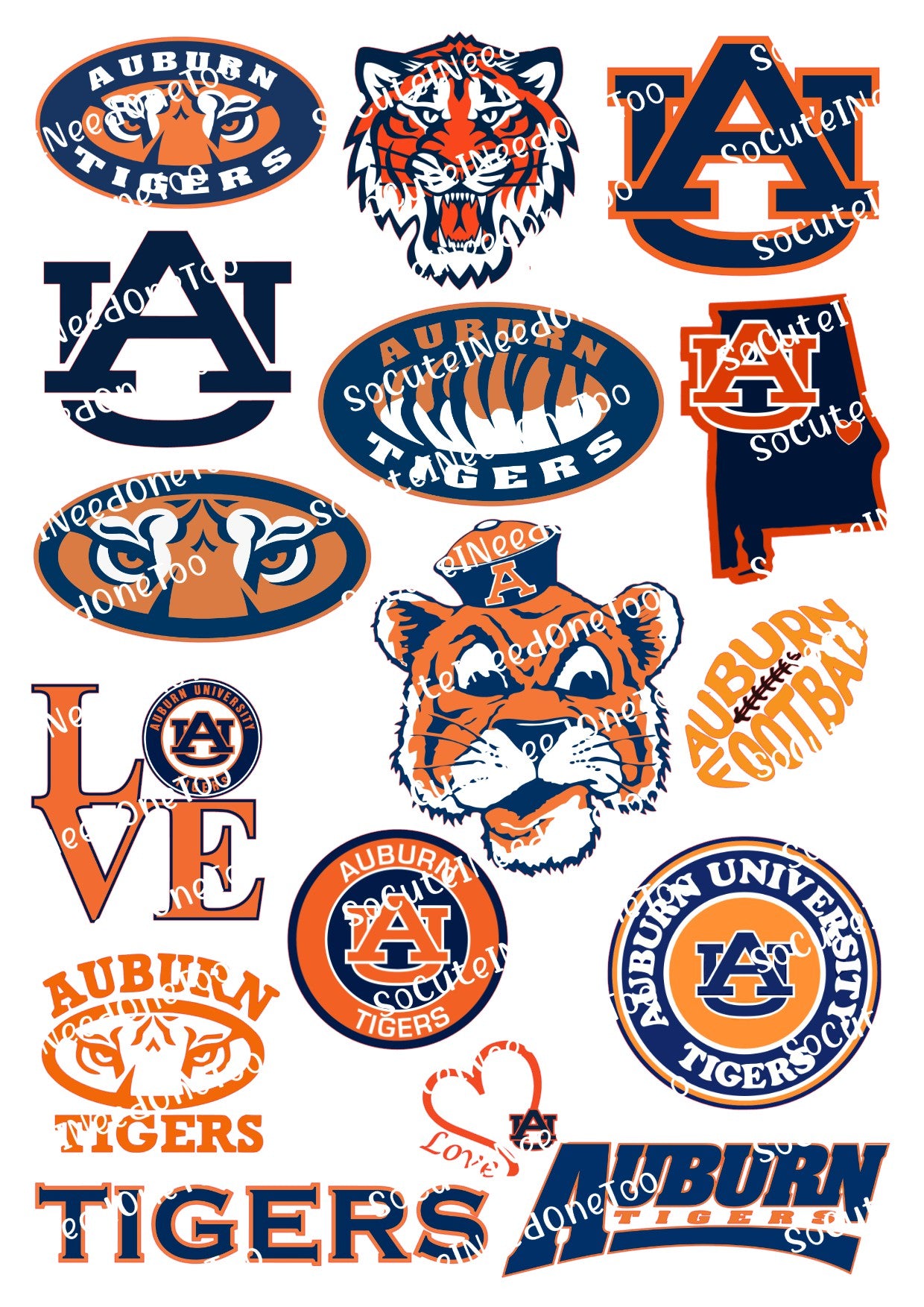 Auburn Tigers Football Waterslide Decals - SoCuteINeedOneToo