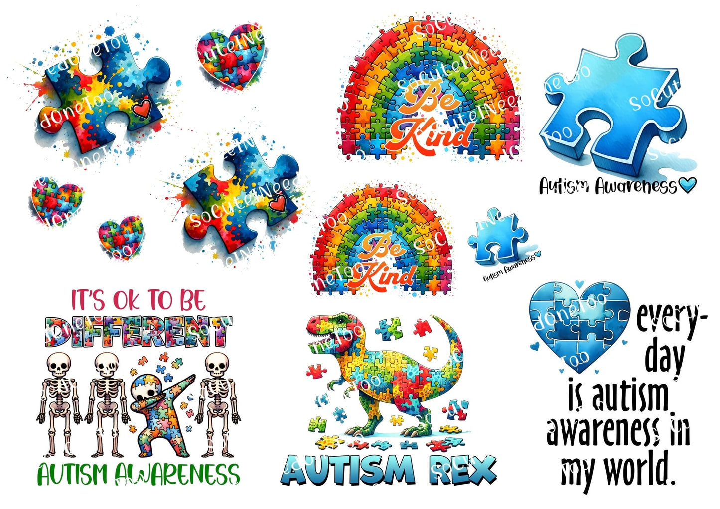 Autism - Puzzle Pieces Waterslide Decals - SoCuteINeedOneToo