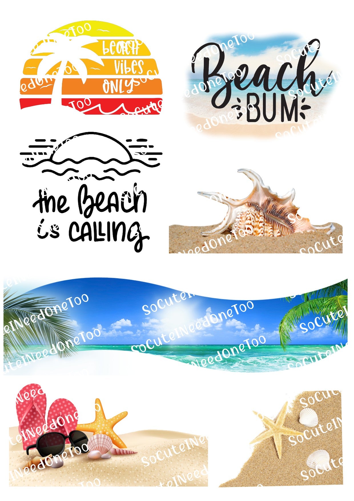 Beach Life Waterslide Decals - SoCuteINeedOneToo