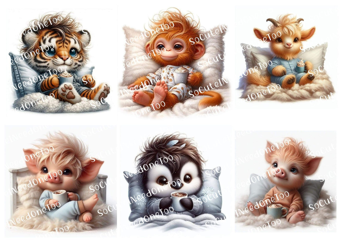 Bedtime Animals #1 Waterslide Decals - SoCuteINeedOneToo