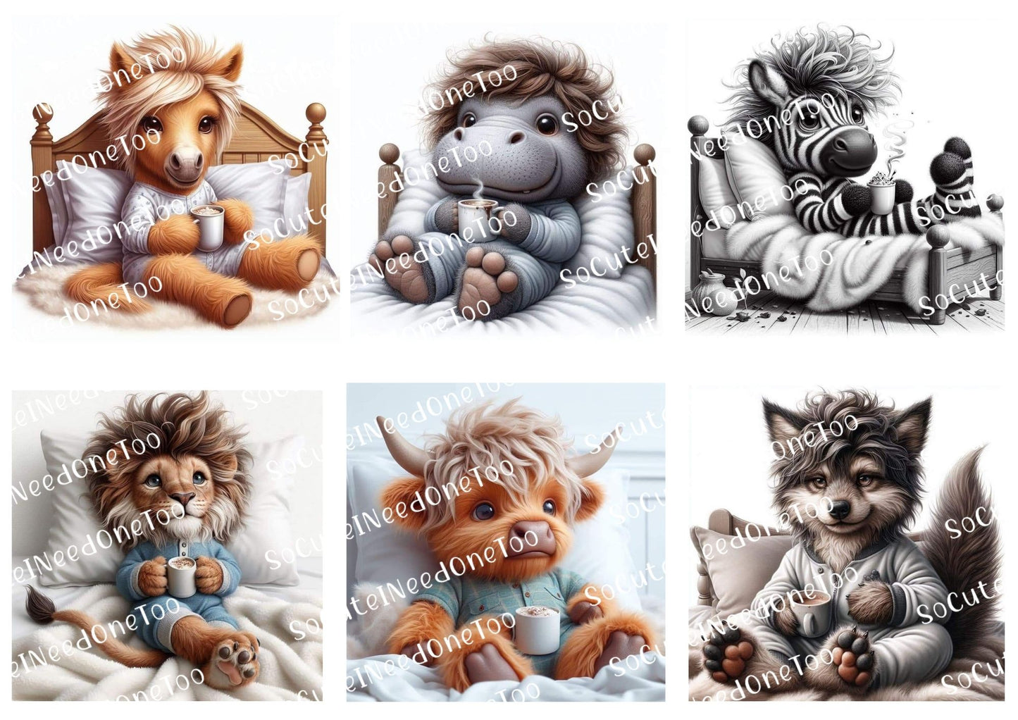 Bedtime Animals #2 Waterslide Decals - SoCuteINeedOneToo