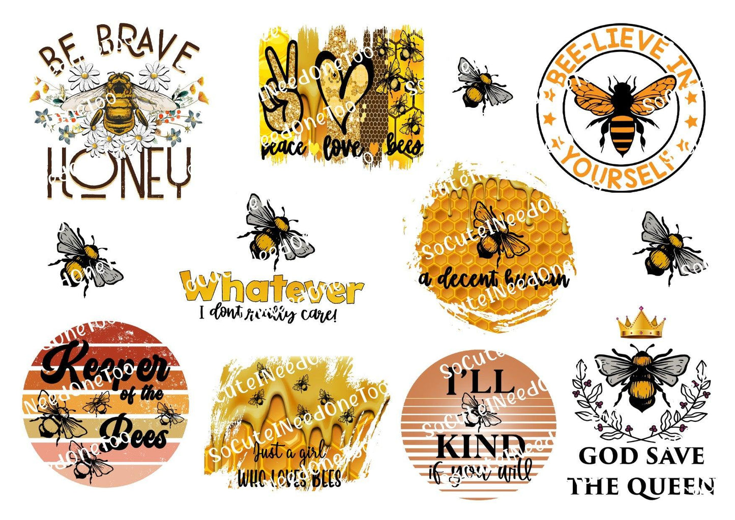 Bee #10 Waterslide Decals - SoCuteINeedOneToo