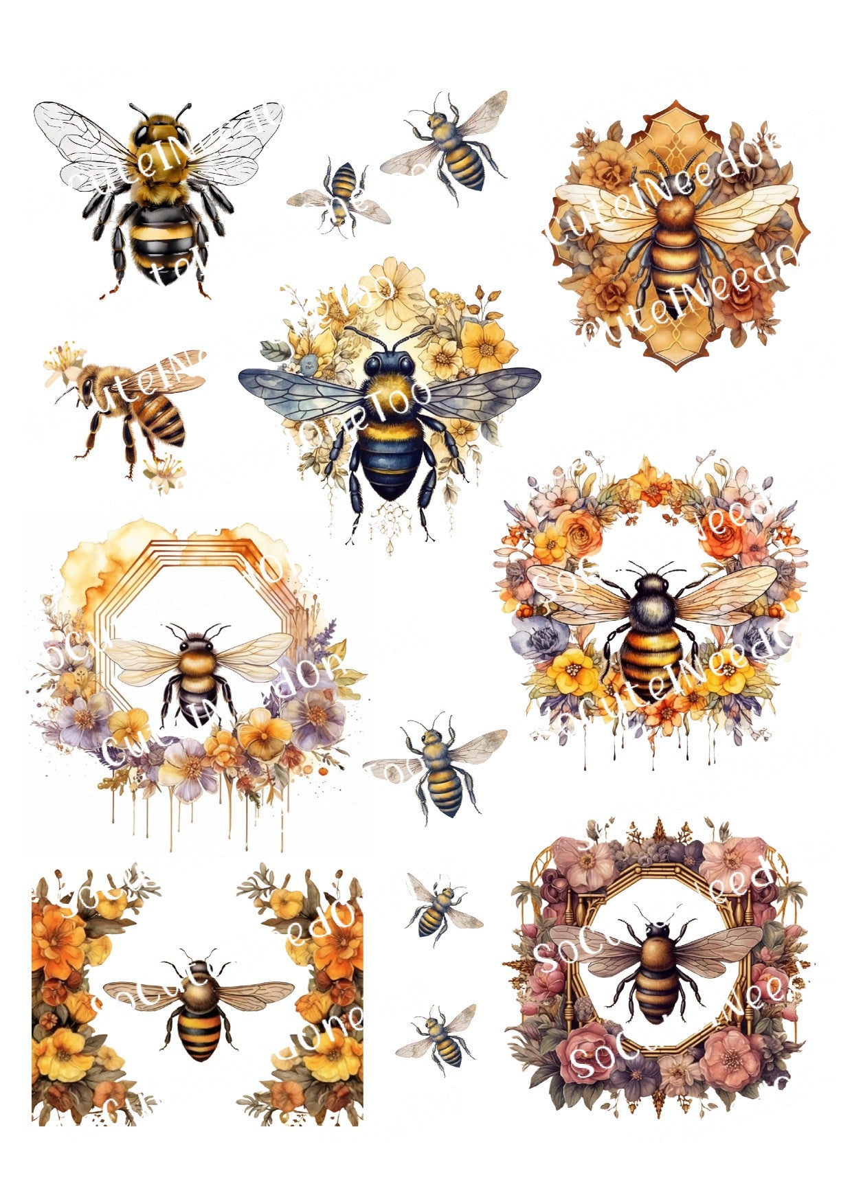 Bee #12 Waterslide Decals - SoCuteINeedOneToo