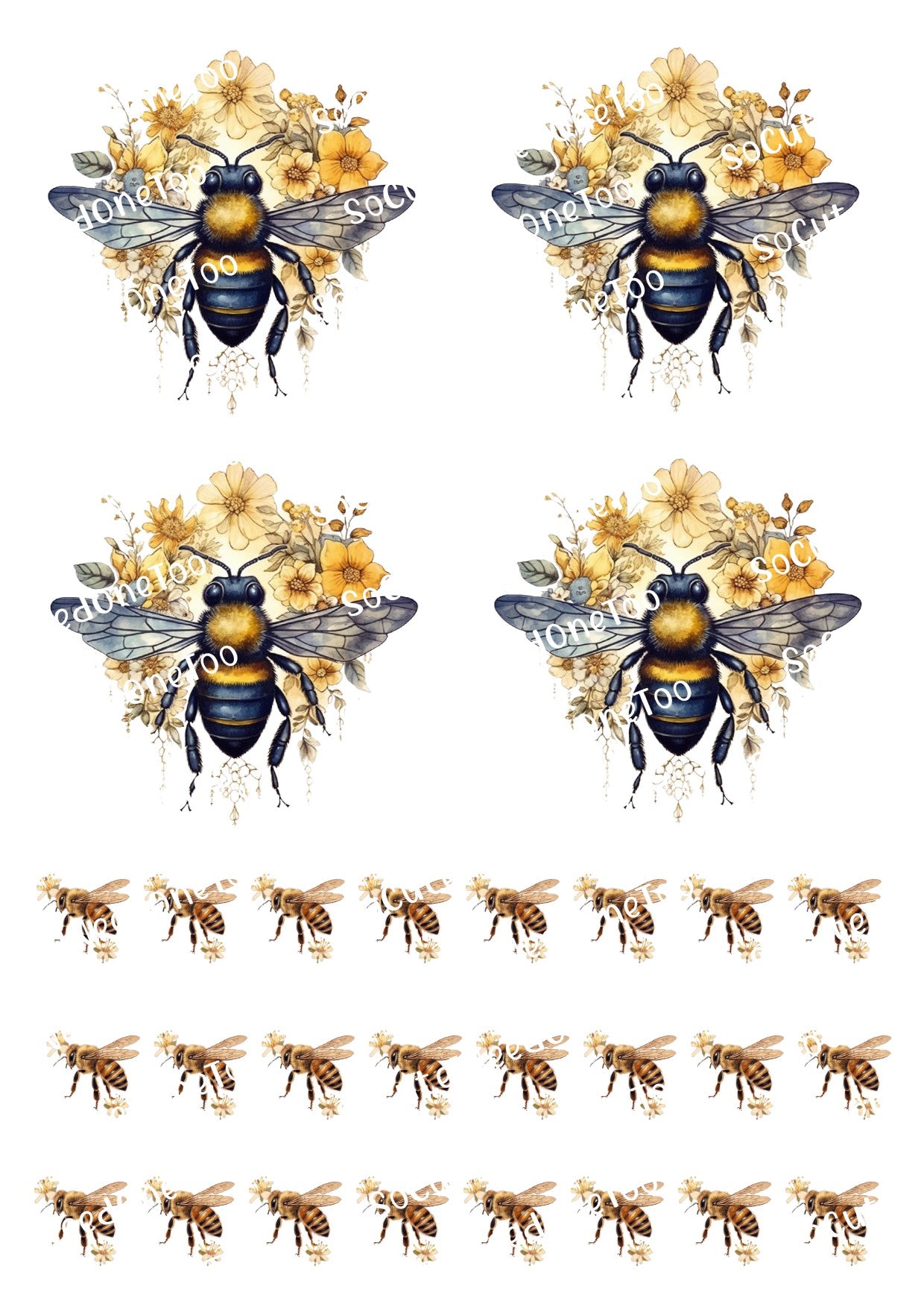 Bee - Honey Bee 3.5 Waterslide Decals - SoCuteINeedOneToo