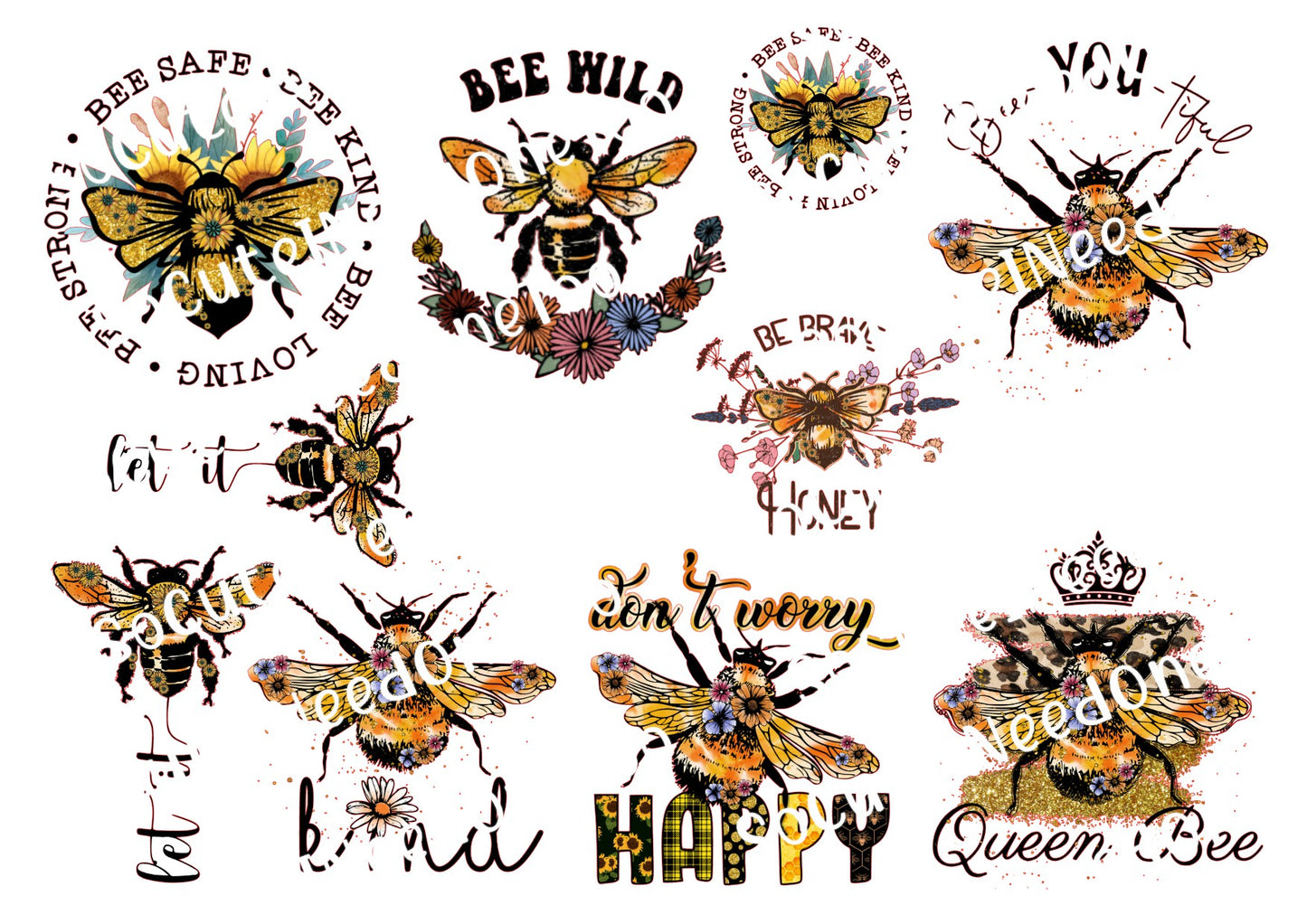 Bee - Queen Bee Waterslide Decals - SoCuteINeedOneToo