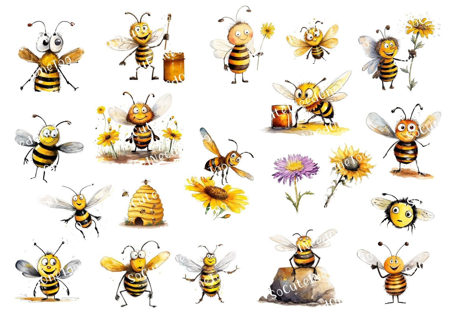 Bee's Being Cute Waterslide Decals - SoCuteINeedOneToo