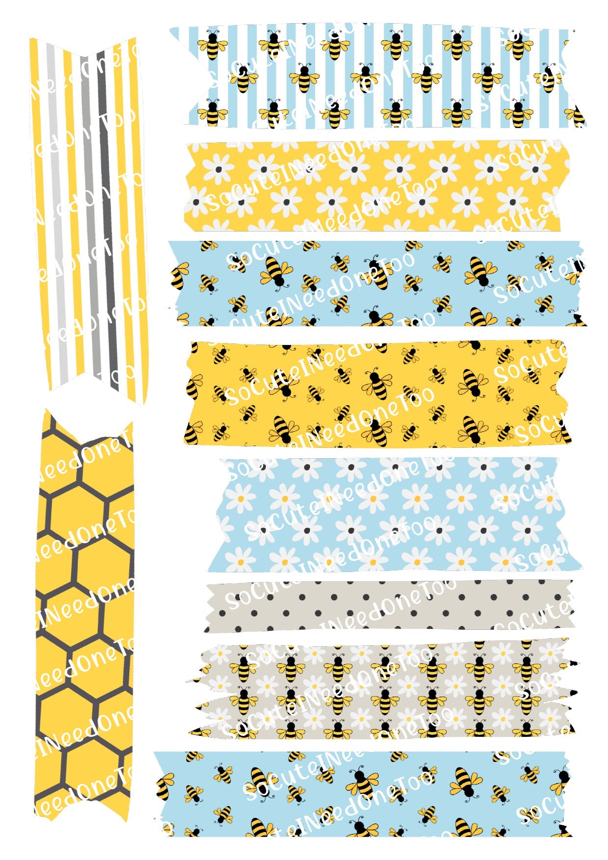 Bee Washi Tape Waterslide Decals - SoCuteINeedOneToo