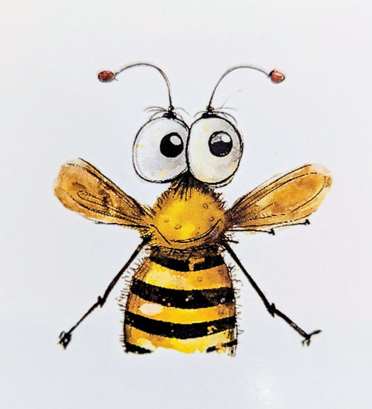 Cute googly-eyed cartoon bee printed waterslide decal