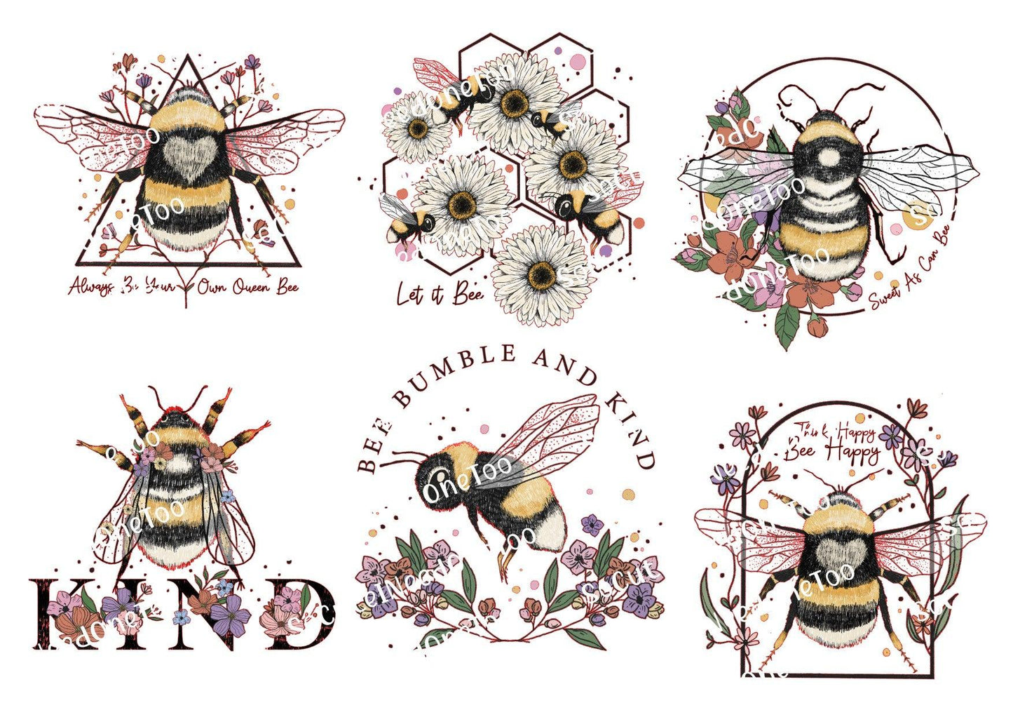 Bees with flowers Waterslide Decals - SoCuteINeedOneToo