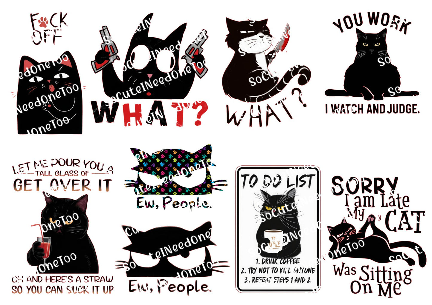 Black Cats Waterslide Decals - SoCuteINeedOneToo