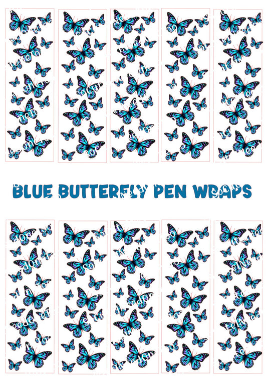 Blue Butterflies PEN WRAPS - SoCuteINeedOneToo