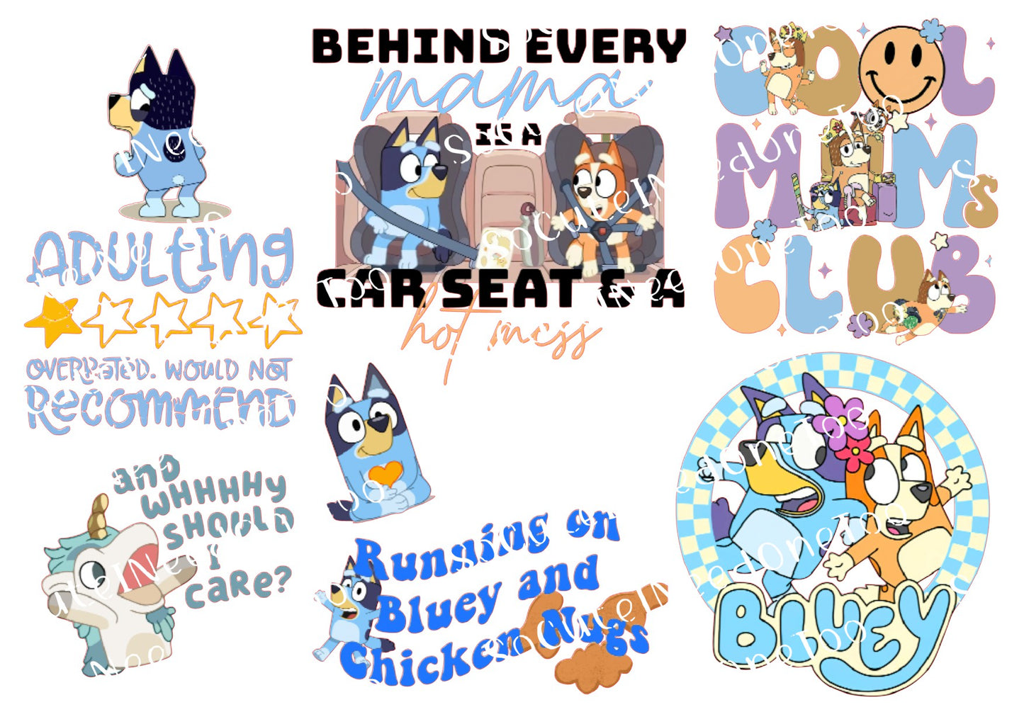 Bluey - Adulting Waterslide Decals - SoCuteINeedOneToo