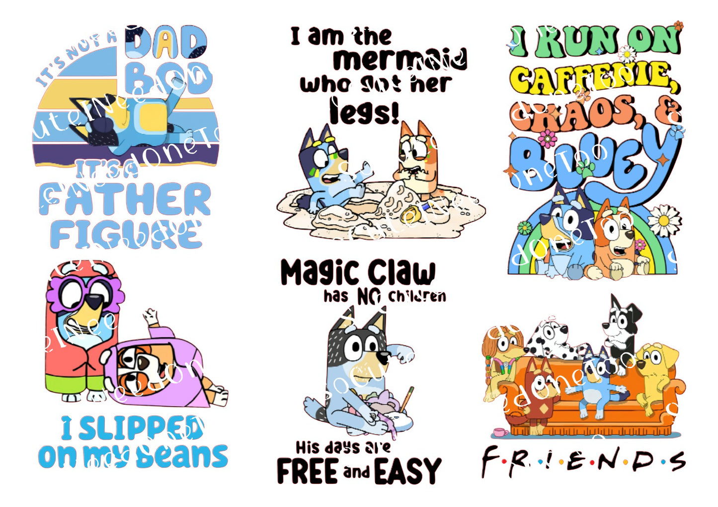 Bluey - Father Figure Waterslide Decals - SoCuteINeedOneToo