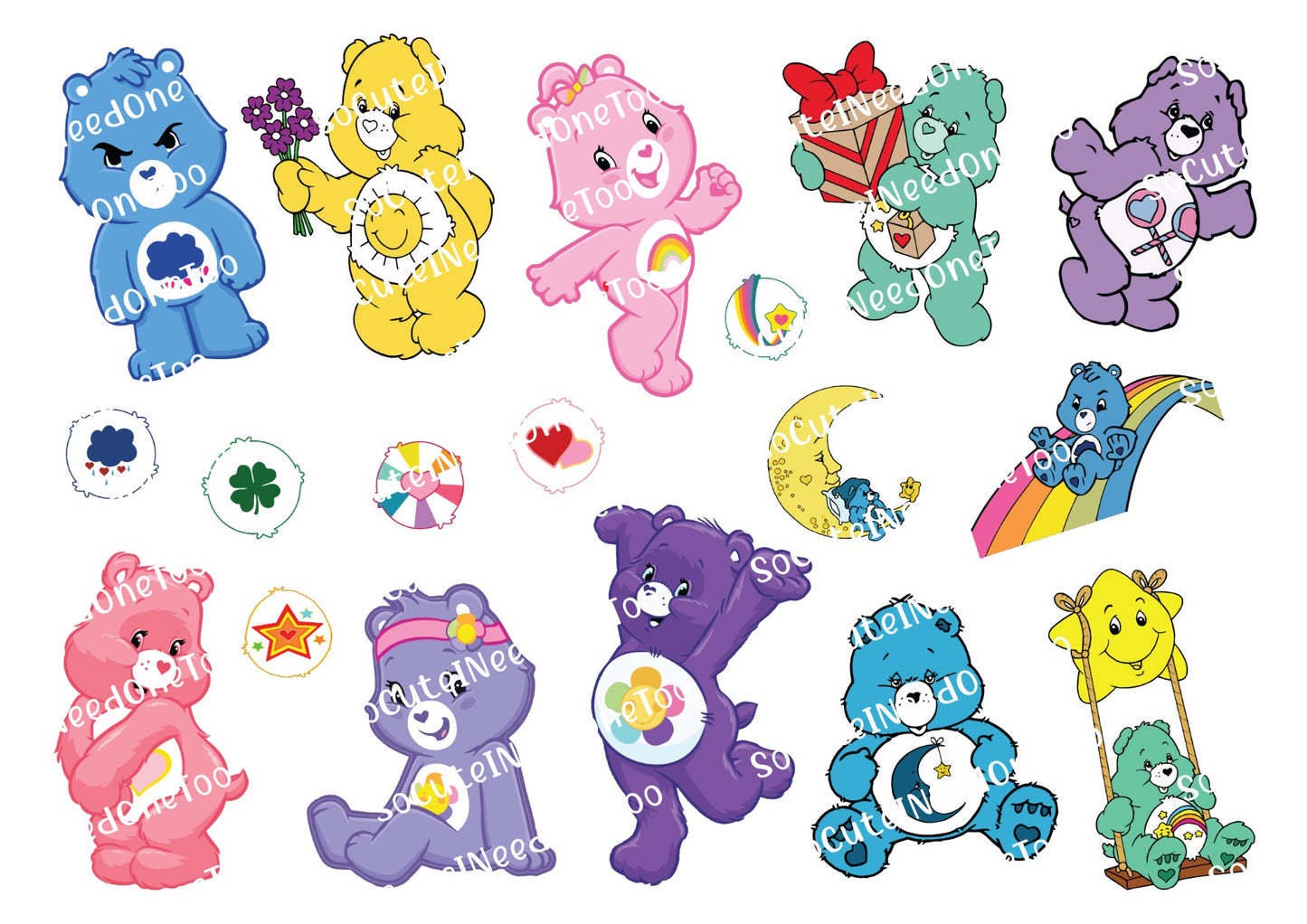 Care Bears #2 Waterslide Decals - SoCuteINeedOneToo