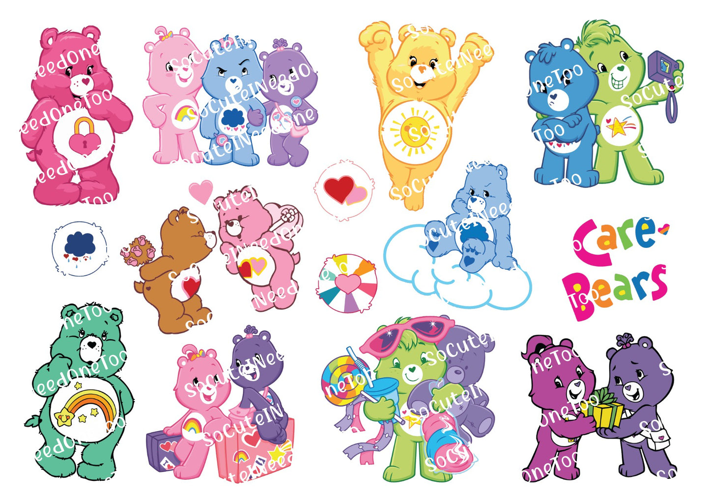 Care Bears #3 Waterslide Decals - SoCuteINeedOneToo