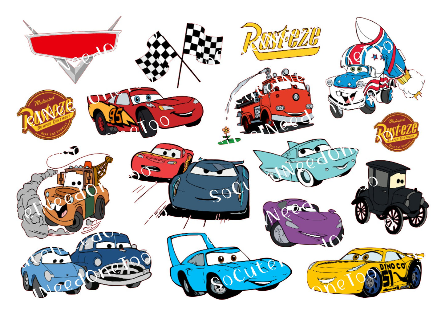 Cars #5 Waterslide Decals - SoCuteINeedOneToo