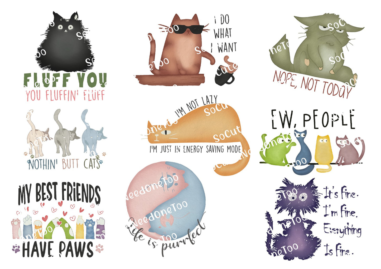 Cats #1 Waterslide Decals - SoCuteINeedOneToo