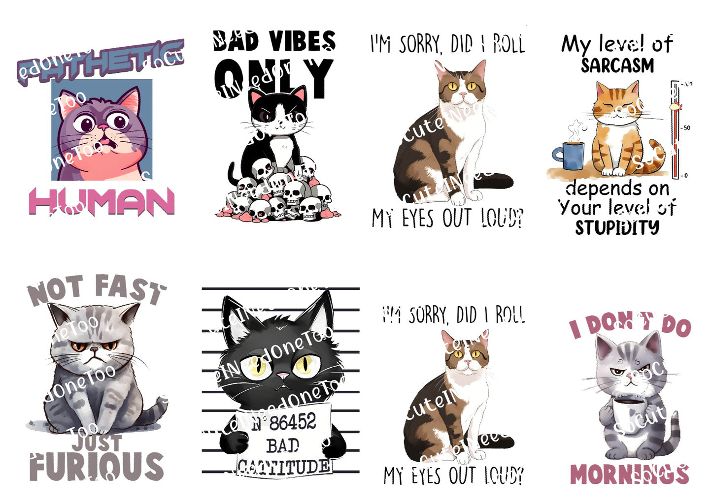 Cats - Smartasses Waterslide Decals - SoCuteINeedOneToo