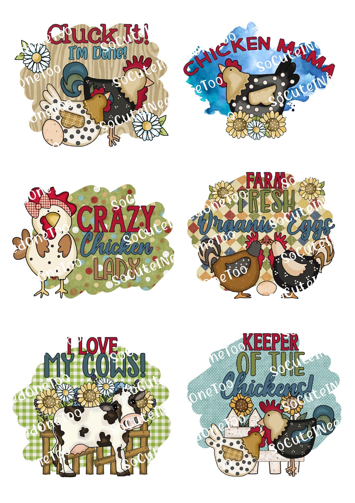 Chickens - Rise & Shine Waterslide Decals - SoCuteINeedOneToo