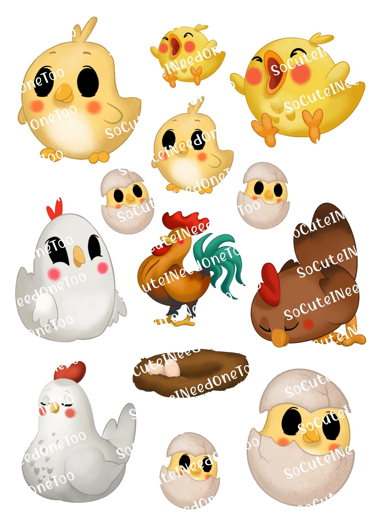Chickens Waterslide Decals - SoCuteINeedOneToo