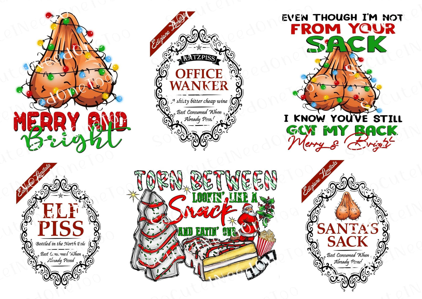 Christmas Office Wanker Waterslide Decals - SoCuteINeedOneToo