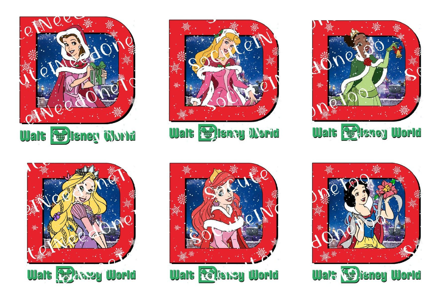 Christmas Princesses #3 Waterslide Decals - SoCuteINeedOneToo