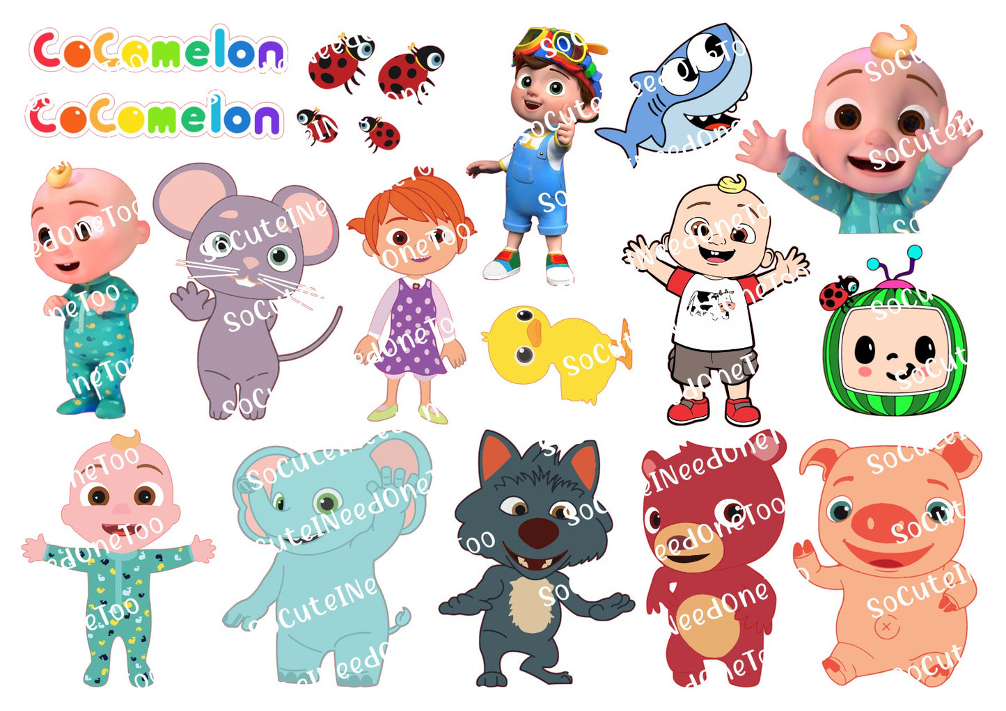 Cocomelon 3 Inches Waterslide Decals - SoCuteINeedOneToo