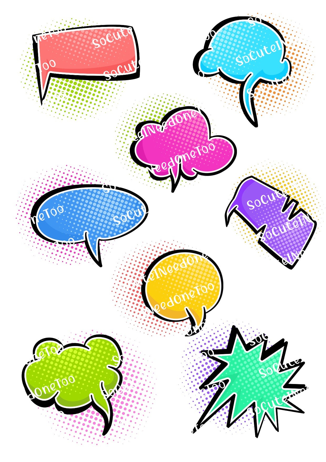 Comic Bubbles Waterslide Decals - SoCuteINeedOneToo